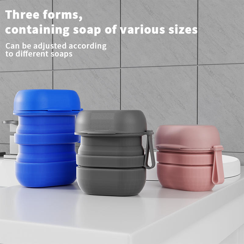 Portable Folding Waterproof Travel Soap Box Silicone Leak Proof Foldable Soap Box With Handle Soap Case Outdoor