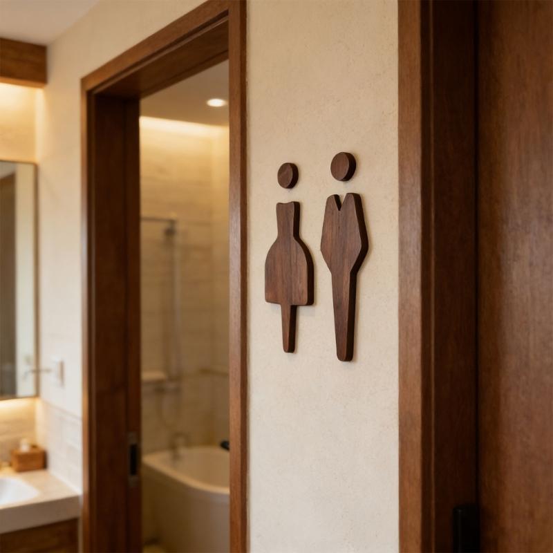 Wooden Bathroom Sign Rustics Men's Women's Toilet Wall Signs for Business Rustics Funny Bathroom Restroom Door Decors