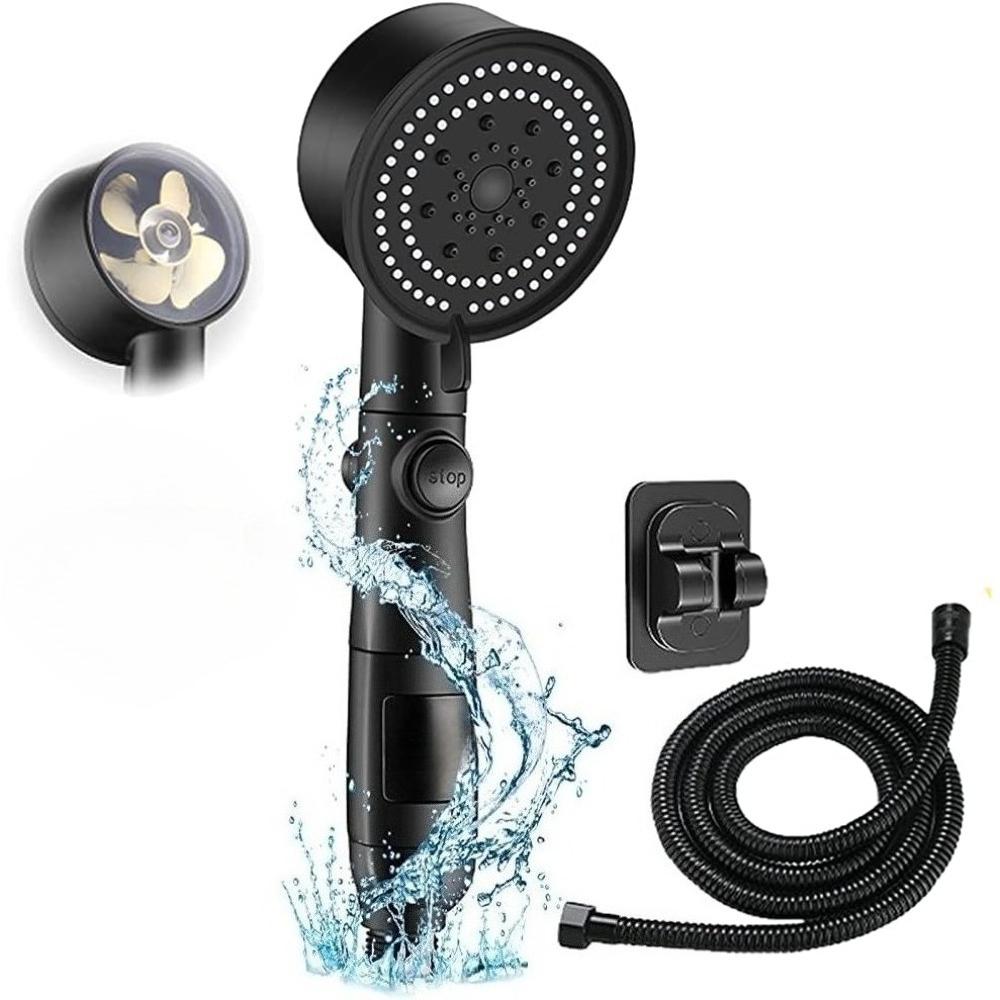 LED Handheld Showerhead, High-pressure Shower Head Set, Three-color Water Temperature, Five Spray Modes Showerhead