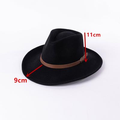 British Classic Slightly Curled Brim Wool Felt Belt  Fedoras Cap Men Women Panamjazz Hat