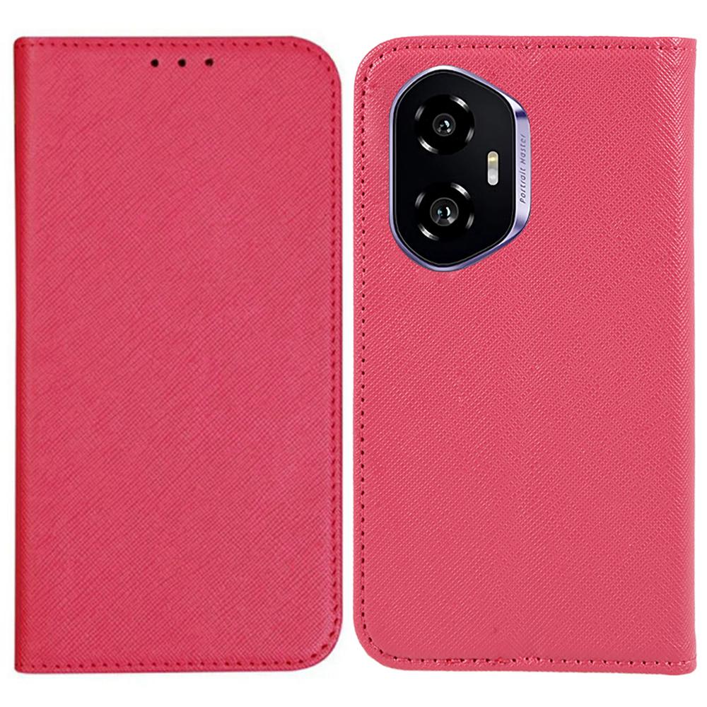 

Для Honor 300 Чехол Кожаный чехол для телефона с крестообразной текстурой Скрытая магнитная застежка Pink