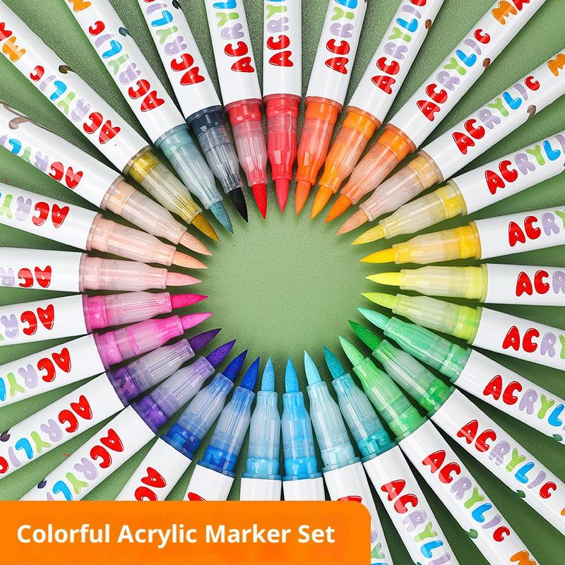 12/24/36/48 Colors Direct Liquid Acrylic Paint Marker Soft Brush Tip Pens Sets Professional Drawing For DIY Artistic Creation