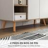 Kitchen Sideboard Storage Unit 1 Drawer 1 Double-Door Cupboard 3 Adjustable Shelves 95 x 35 x 85 cm White