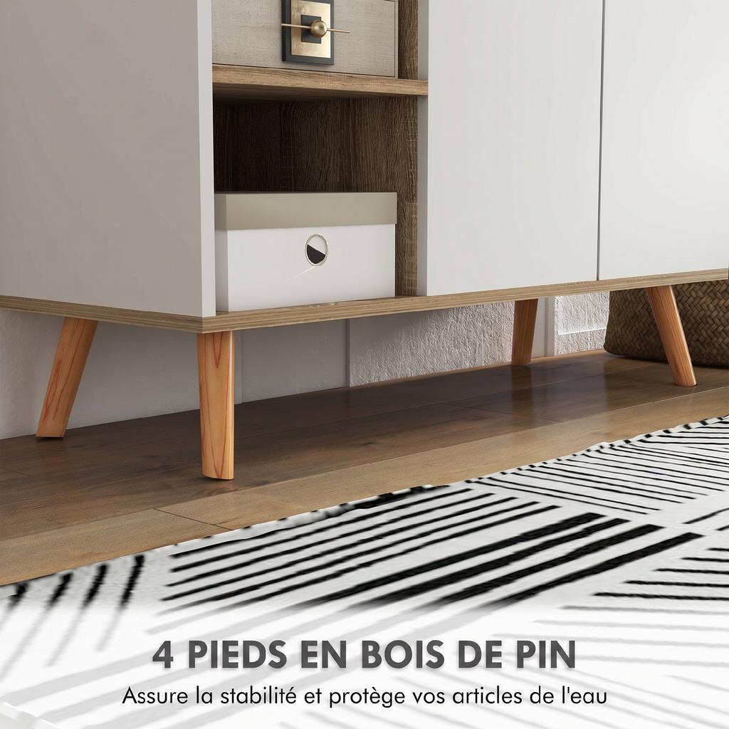 Kitchen Sideboard Storage Unit 1 Drawer 1 Double-Door Cupboard 3 Adjustable Shelves 95 x 35 x 85 cm White