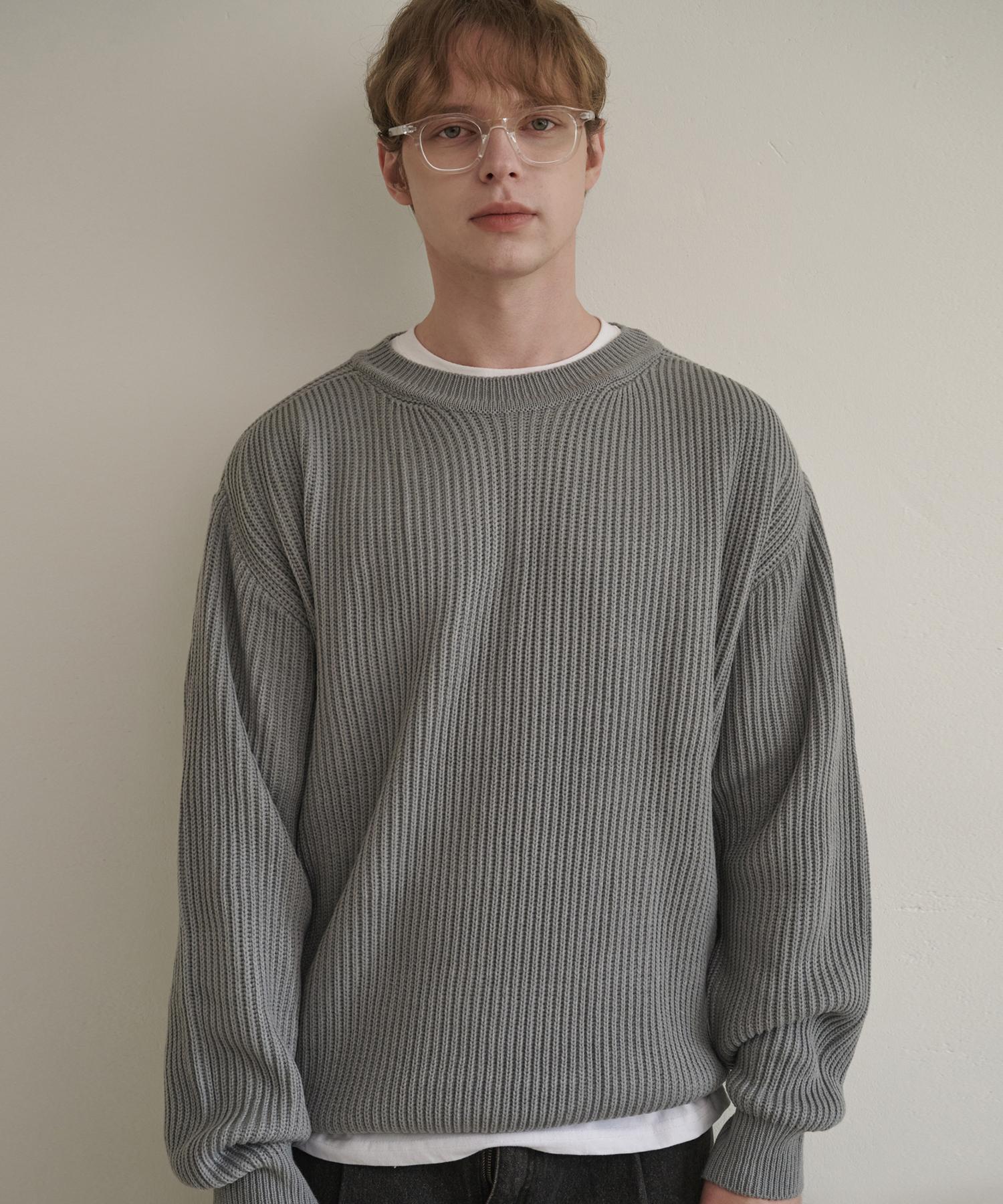 Iesn Essential Round Neck Oversized Knit Gray M