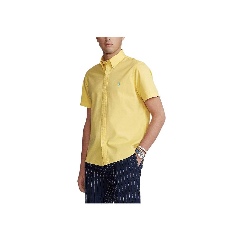 Polo Ralph Lauren Solid Color Logo Embroidered Polo Collar Button-Down Short Sleeve Shirt Men Shirts Yellow 710822774-010
