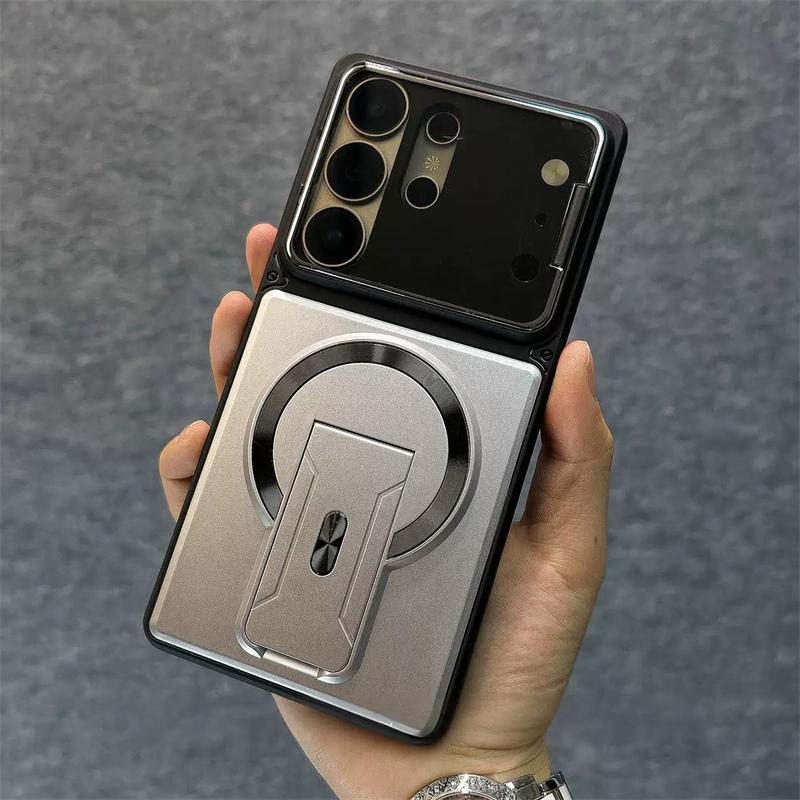 Luxury Folding Bracket Magnetic Case for Samsung Galaxy S25 FE S24 S23 S26 Ultra Plus A57 A37 A17 A07 A36 Lens Protection Cover