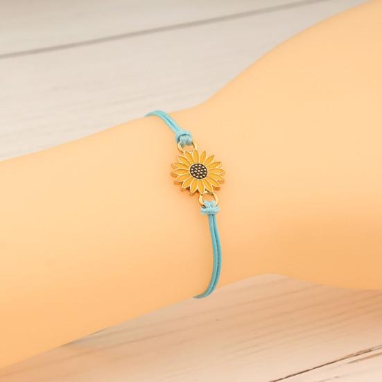 2Pcs Braided Bracelets, Adjustable Drawstring Design Friendship Bracelets, Chrysanthemum Pendant Friendship Wristbands for Versatile Daily Wear