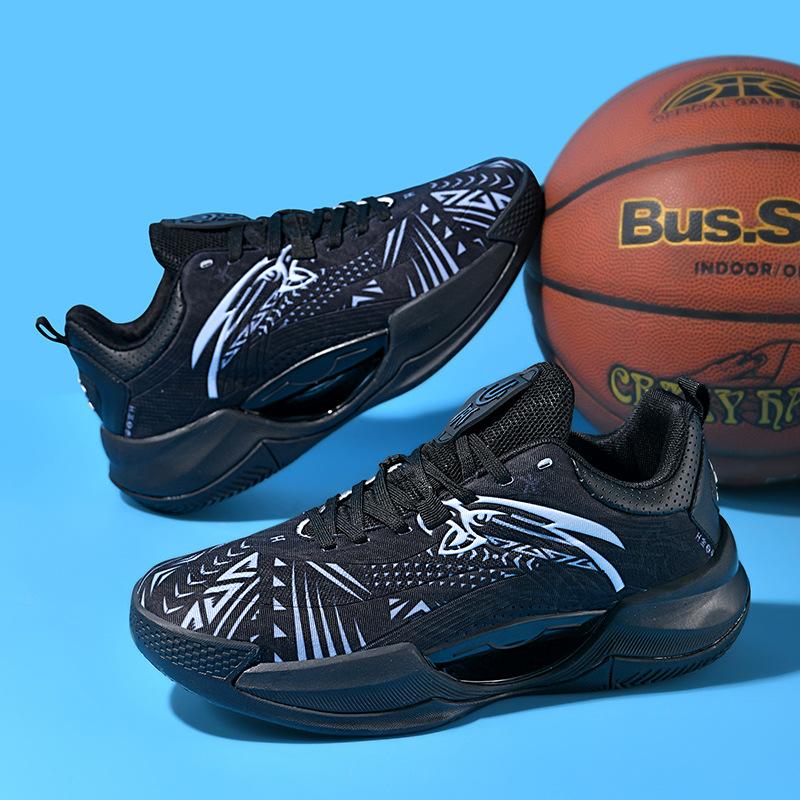 Foreign Trade Large Size Basketball Shoes Luminous 45 Youth Cement Ground Actual Combat Blue Sneakers Mesh Shoes Men's White Sneakers
