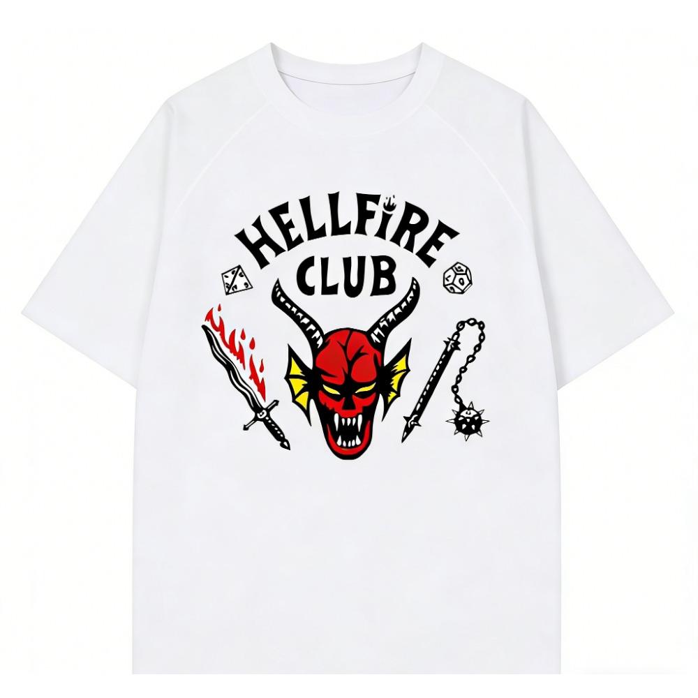 Beliebte amerikanische TV-Serie Hellfire Print Kinder-T-Shirt Outfit,hochwertige Baumwolle Lässige Mode Fan Tägliche Kleidung Oberteil,Streetwear