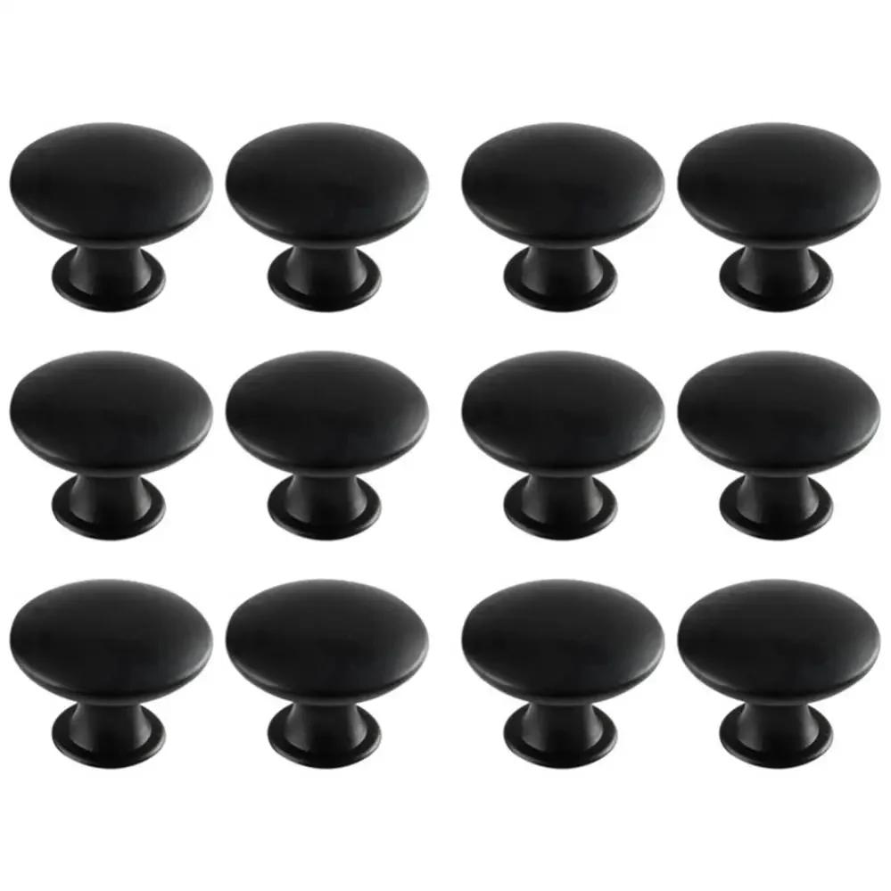 

12pcs Hollow Round Single Hole Knob Kitchen Handle Cabinet / Drawers / Door Pulls Pullers with Matching Screws чорний