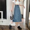 Women's High-Waist A-Line Slit Denim Skirt - New Fall 2023 Design