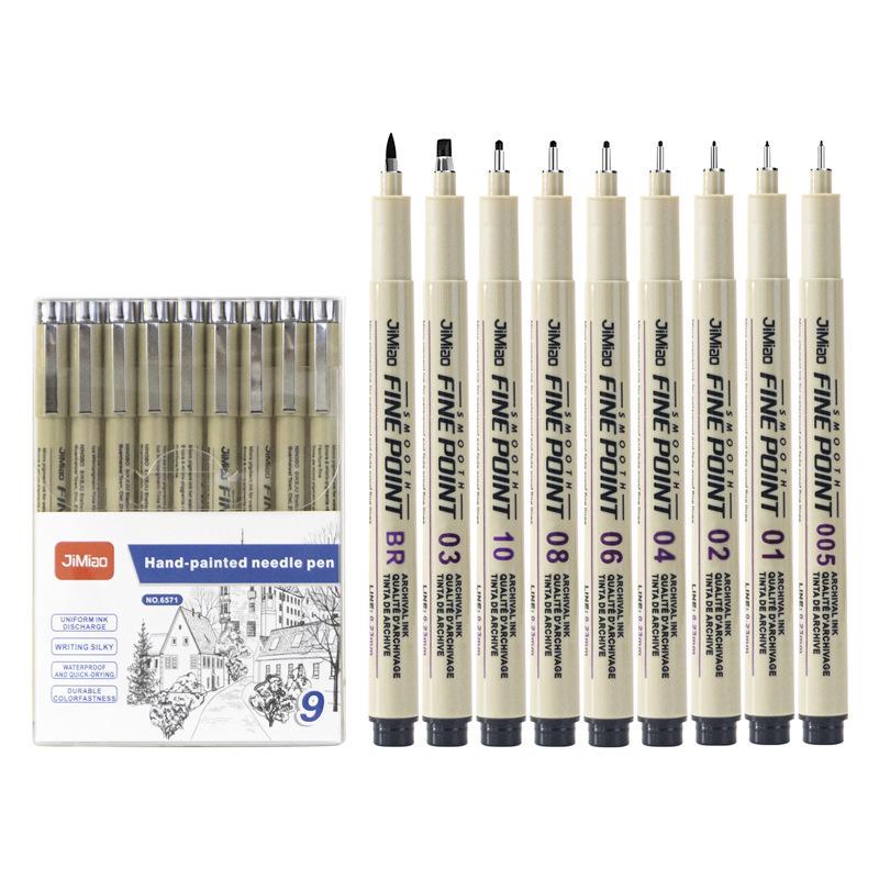 

Набор водонепроницаемых игл-ручек для рисования для дизайна комиксов и искусства 9-piece set чёрный