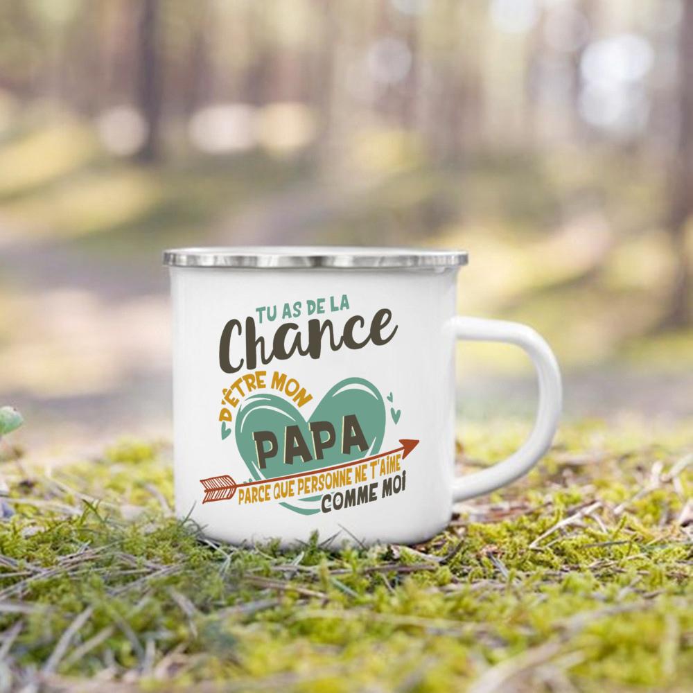 Best Dad & Mom In The World French Print Mug Camping Enamel Mugs Outdoor Drink Milk Coffee Cup Festive Birthday Gift for Dad Mom
