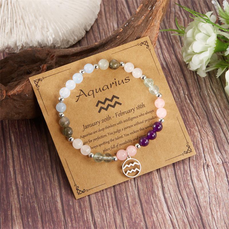 Twelve Constellation Beaded Bracelet With Natural Stones For Women Gift Ideas