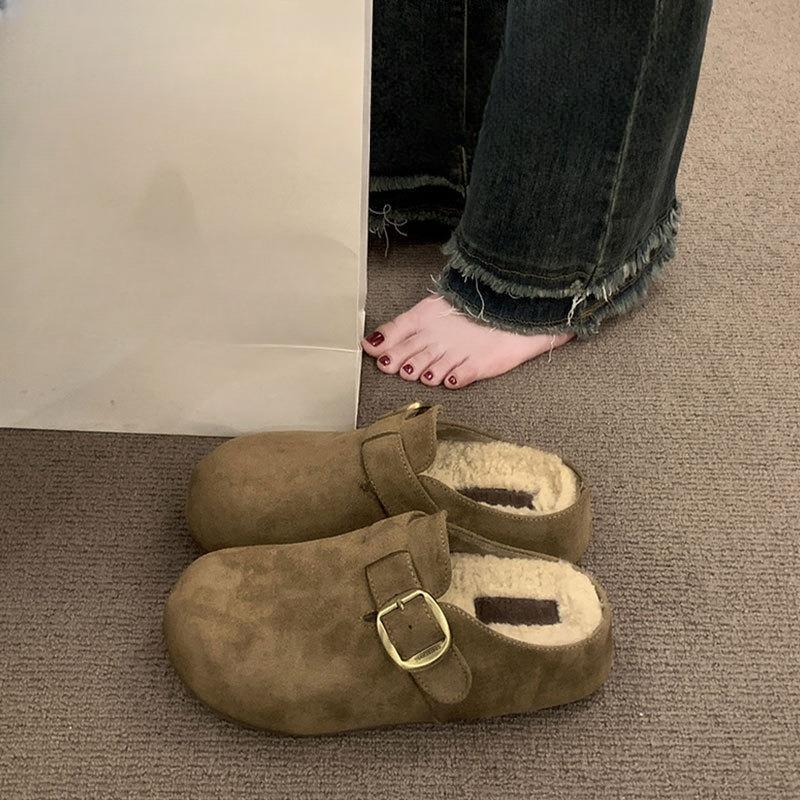 

Half-slipper Women s Shoes for Autumn and Winter, Thick-soled Cotton Slipper and Fleece Shoes 40 абрикосовий