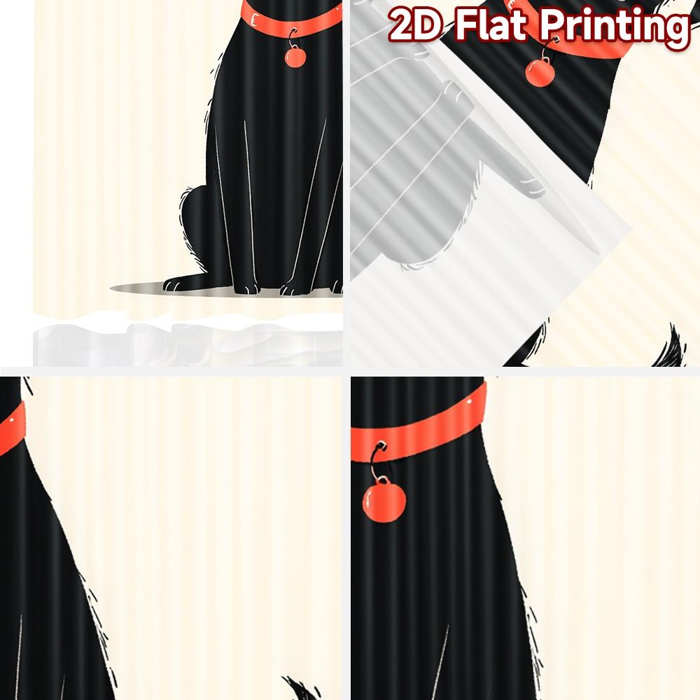 2D Flat Printing 2pcs Party Curtain Cute Black Lab Puppy Digital Printed Polyester Drapes Festive Holiday for Photo Booths