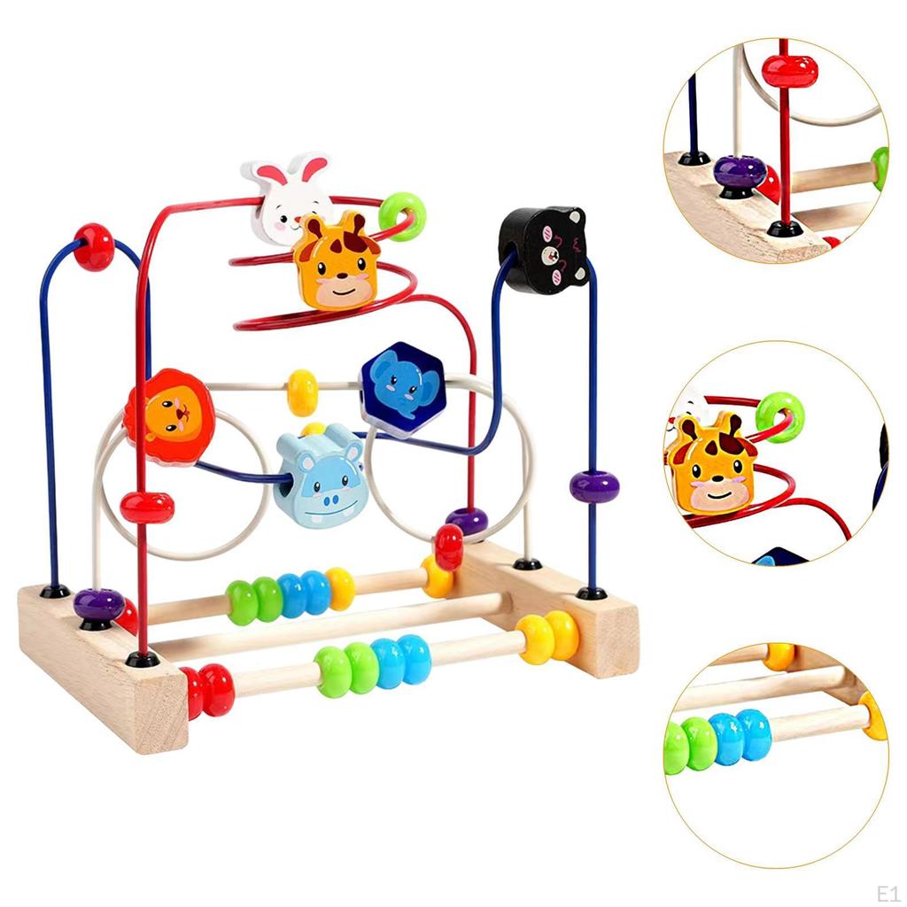 Wooden Bead Maze Toy Colorful Roller Coaster Grasping Ability Develop Math Skills Boys Girls Fine