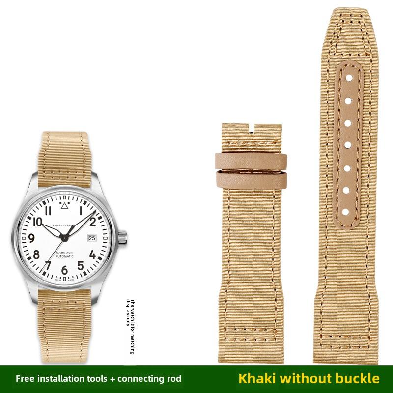 

For IWC Pilot Nylon Genuine Leather watch band for IWC Mark 18 Balack Aces Portuguese original style woven canvas strap Bracelet 22mm width