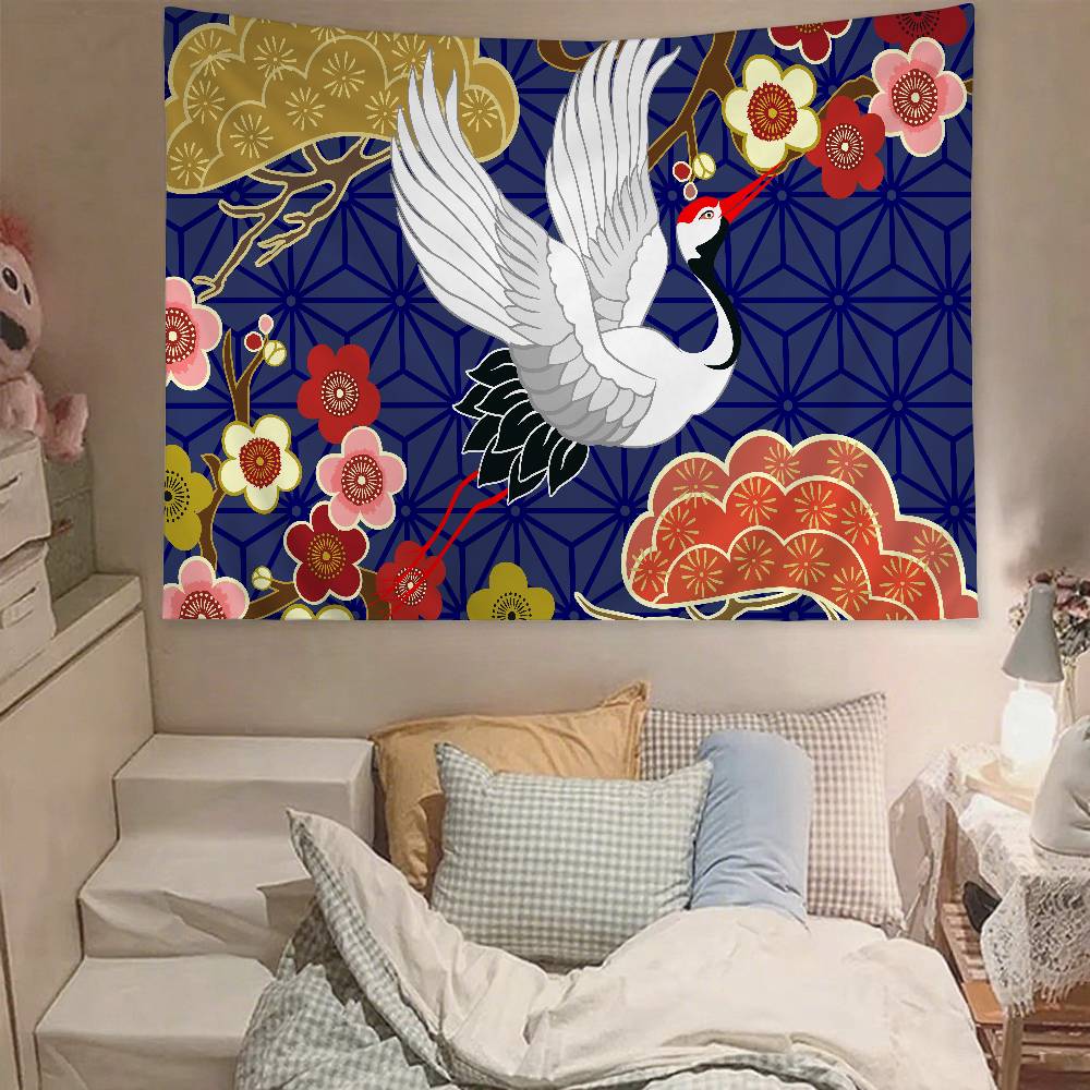 Crane Tapestry Wall Hanging Tapestry Art Deco Blanket Curtain Hanging At Home Bedroom Living Room Decor