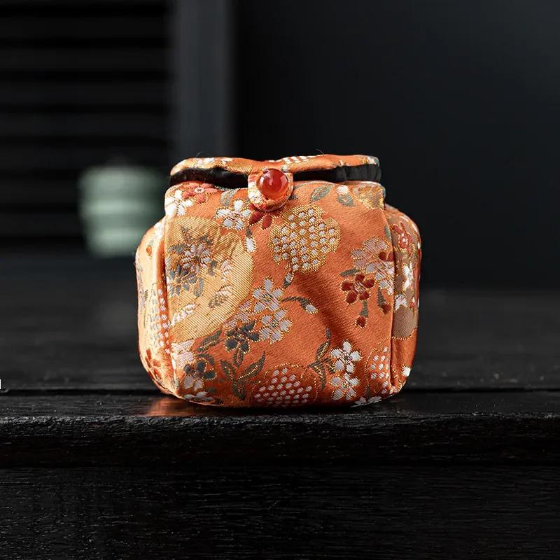 Chinese Simple Teaware Storage Bag Traditional Kung Fu Tea Accessories Portable Travelling Teacup Jewelry Protection Fabric Bags 9x9x8CM 2360₽