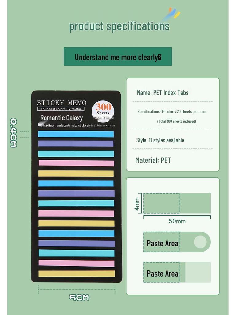Translucent PET Color-Coded Index Tabs & Fluorescent Sticky Notes