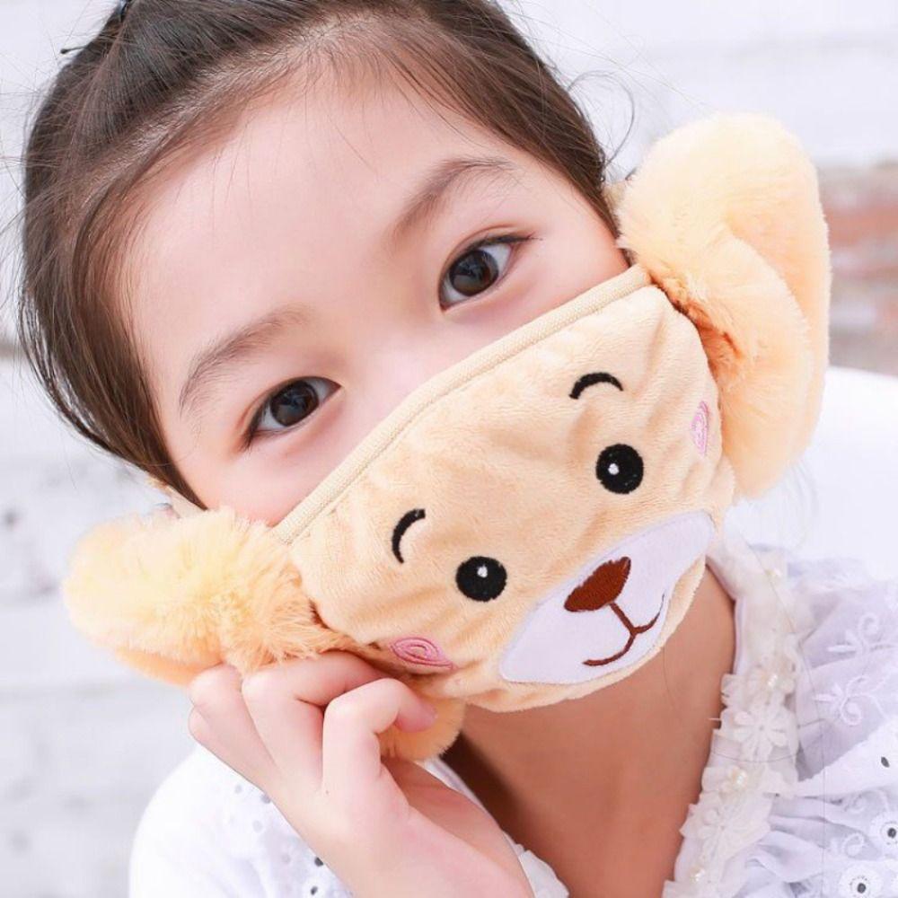 Fleece Children Earmuffs Mask Thermal Winter Mask Simple Earflap Wrap Mask  Children