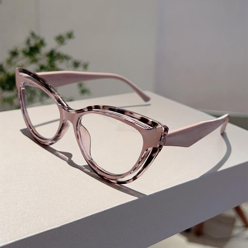 Hollowed Cat Eye Glasses Women Stylish Blue Light Blocking Eyewear Trendy Fashion Brand Design Patchwork Eyeglasses