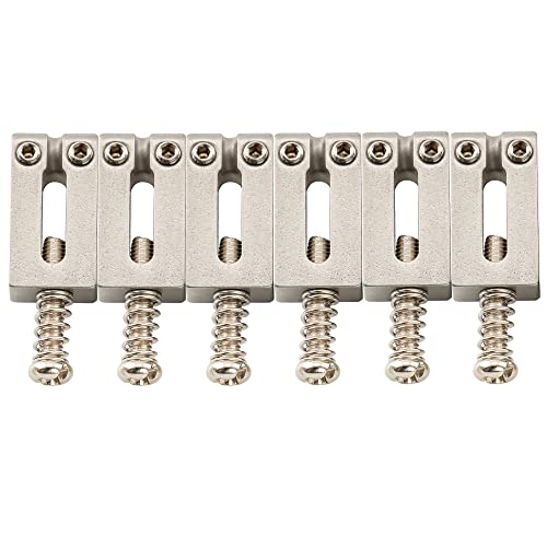 Musiclily Pro 10.5mm Stainless Steel Guitar Bridge Saddles for ST Strat/TL Telecaster Electric Guitars, Original Color (Set of 6)