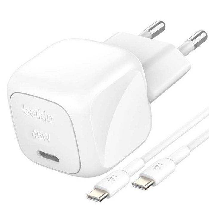 Chargeur USB-C 45W - BELKIN - Blanc - Compatible Power Delivery - Câble 1m inclus - Recharge rapide