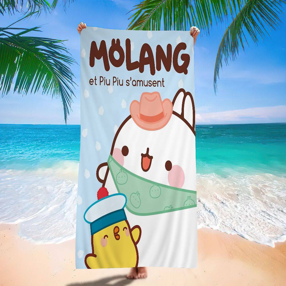 Cute M-molangs Microfiber Printed Beach Towel Mountain Climbing Yoga Beach Swimming Running Absorbent Soft Towel