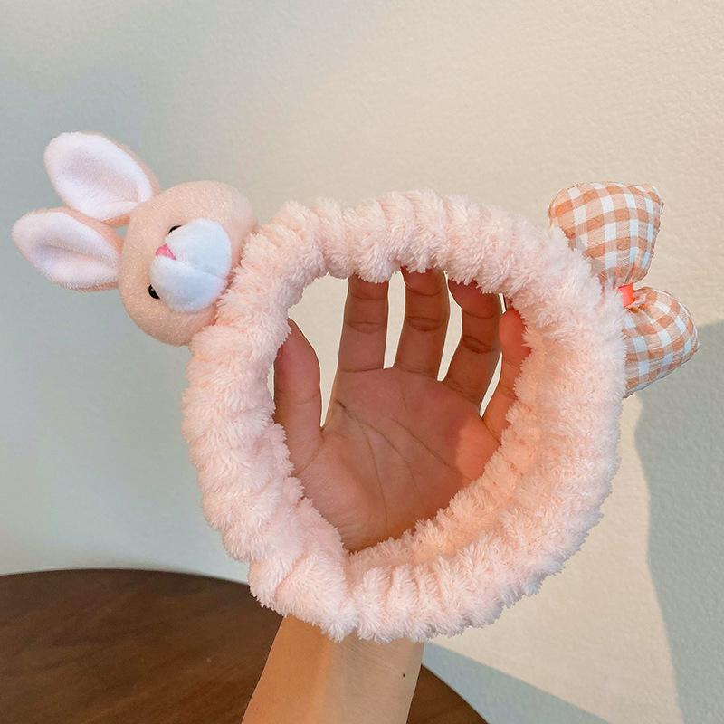 2024 Cute Cartoon Plush Headband for Women - Makeup, Hair Clip & Tie