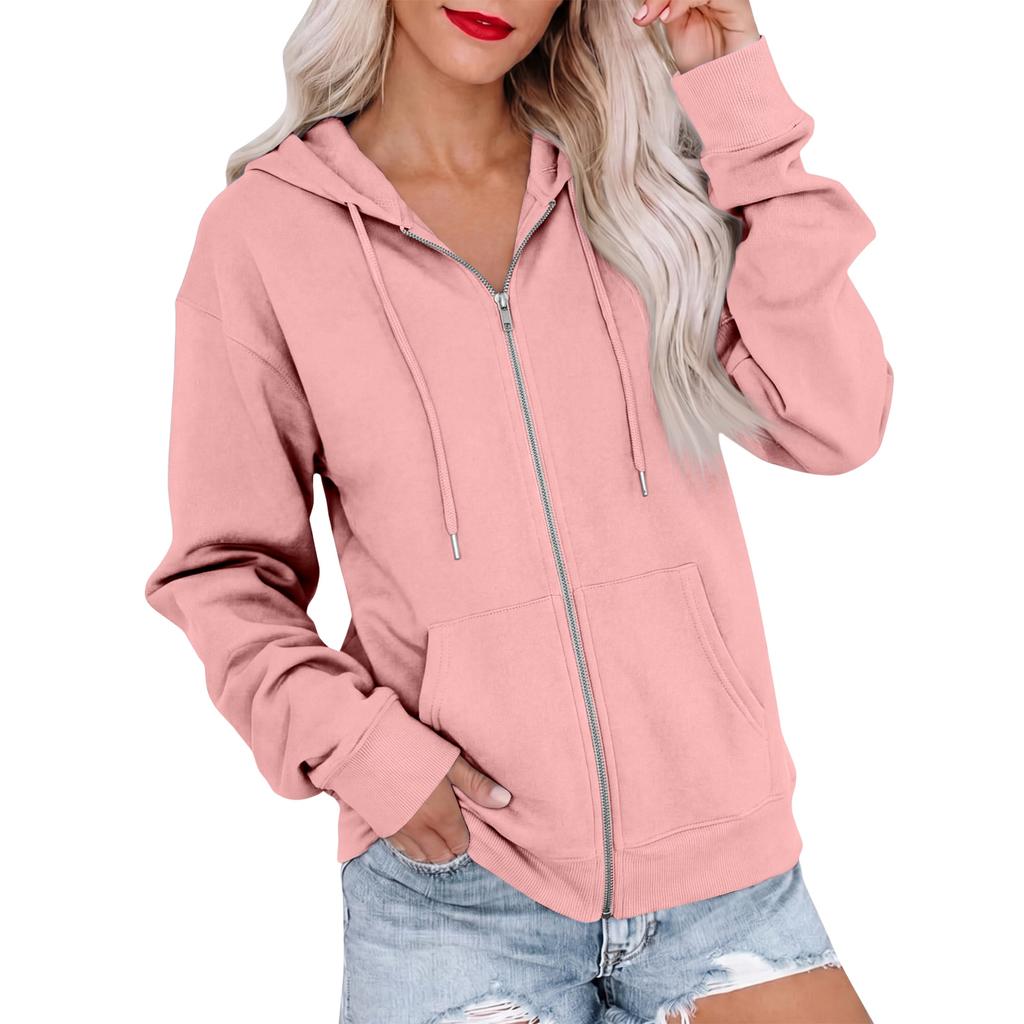Felpa con cappuccio e maniche lunghe da donna, giacca felpa colorata per uso quotidiano casual