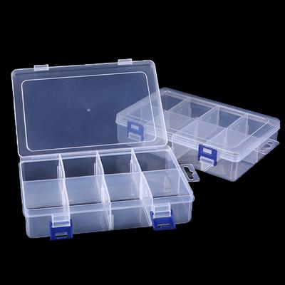 Estuche de Herramientas Multifuncional 20*13.5*4.5Cm Grande 8 Compartimentos Caja de Almacenamiento de Plástico Tornillo Componente Electrónico Organizador Transparente