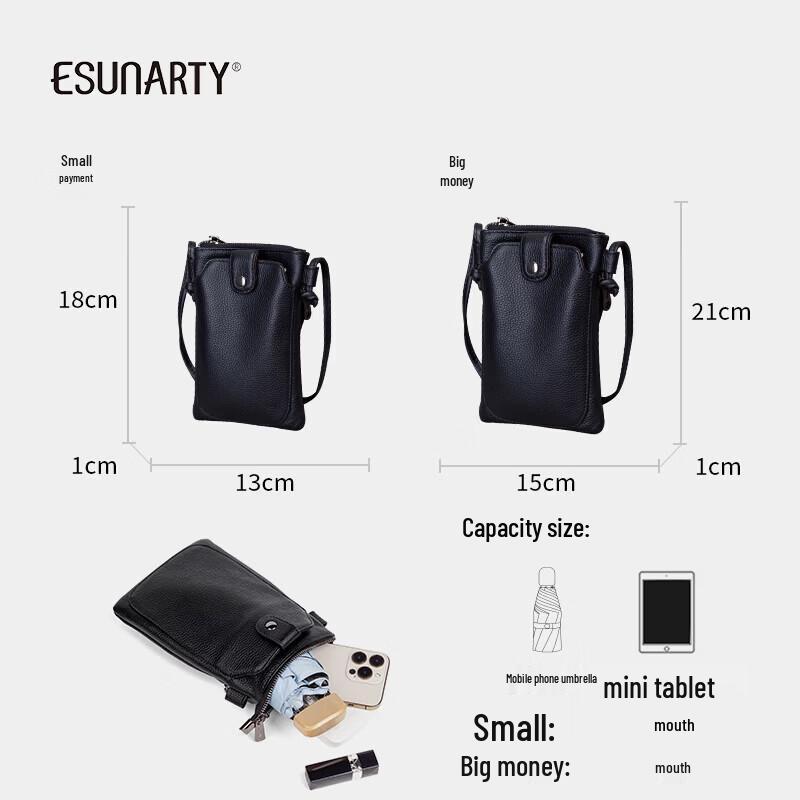 ESUNARTY Women's Genuine Leather Mini Crossbody Phone Bag