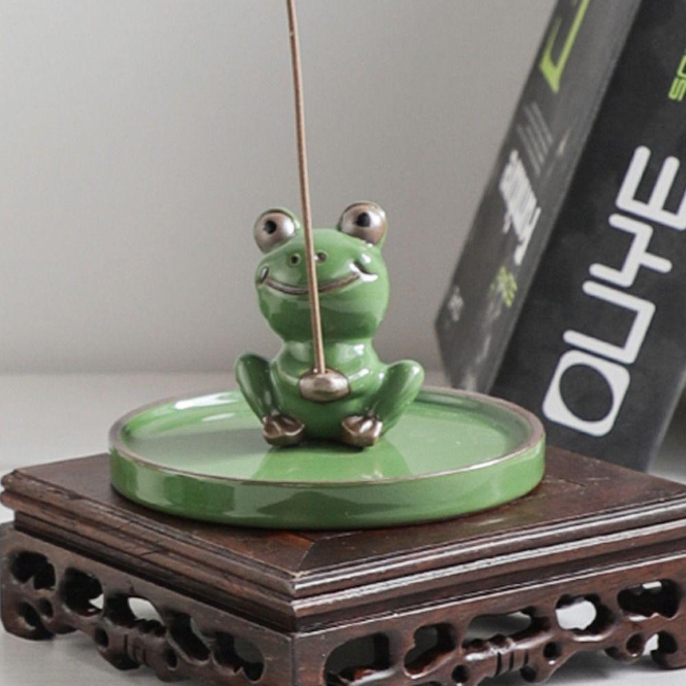 Crafts Frog, Mushroom Shape Handmake Tea Pet Ornaments Aromatherapy Base Desktop Ornaments Incense Stick Holder Frog Figurines
