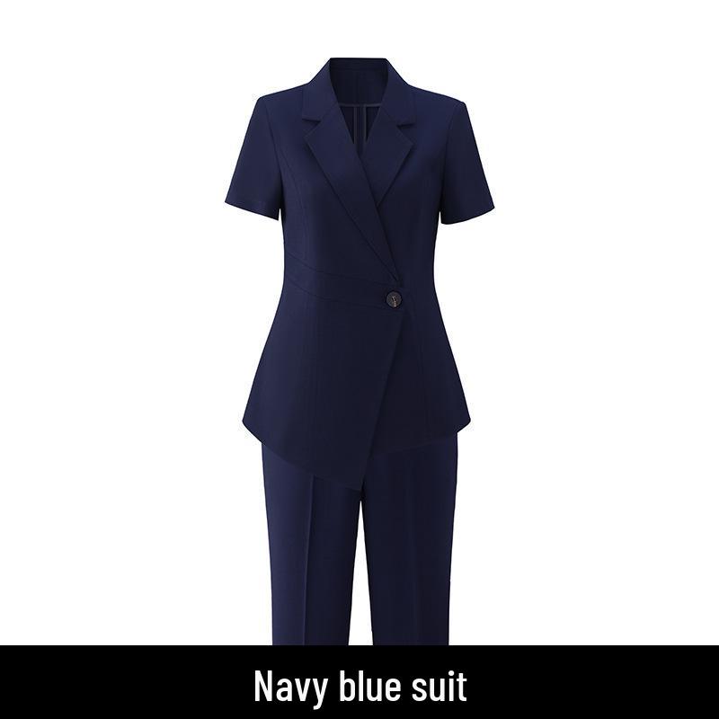 

Women s Black Short-Sleeve Suit Jacket – Summer Lightweight, Elegant, Slimming, Professional Wear XL