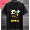 UnisexS Zombie Bee Apocalypse Graphic TShirt with Creepy Undead Horror Design Black Pure Cotton Shortsleeve Tee Outdoor Clothing