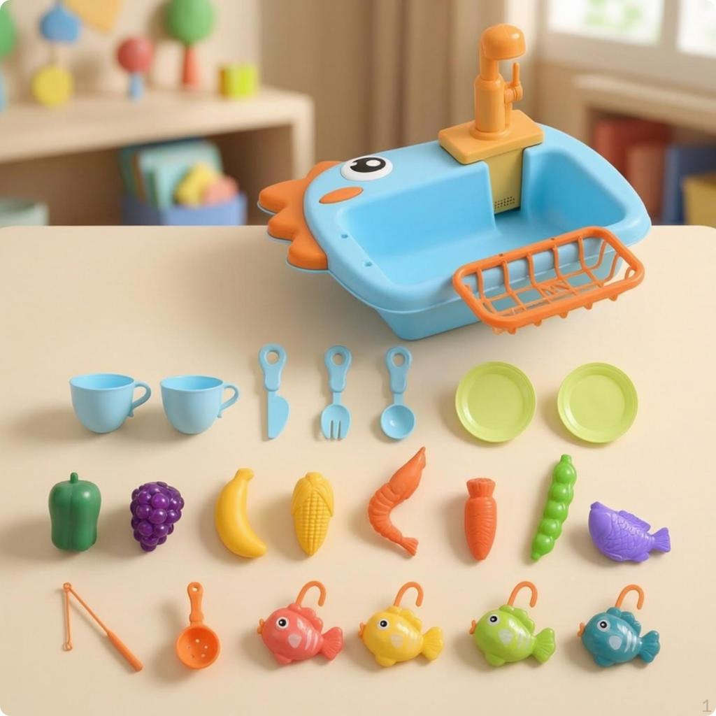 Kitchen Sink with Running Water | Built in Storage Compartments, Toy