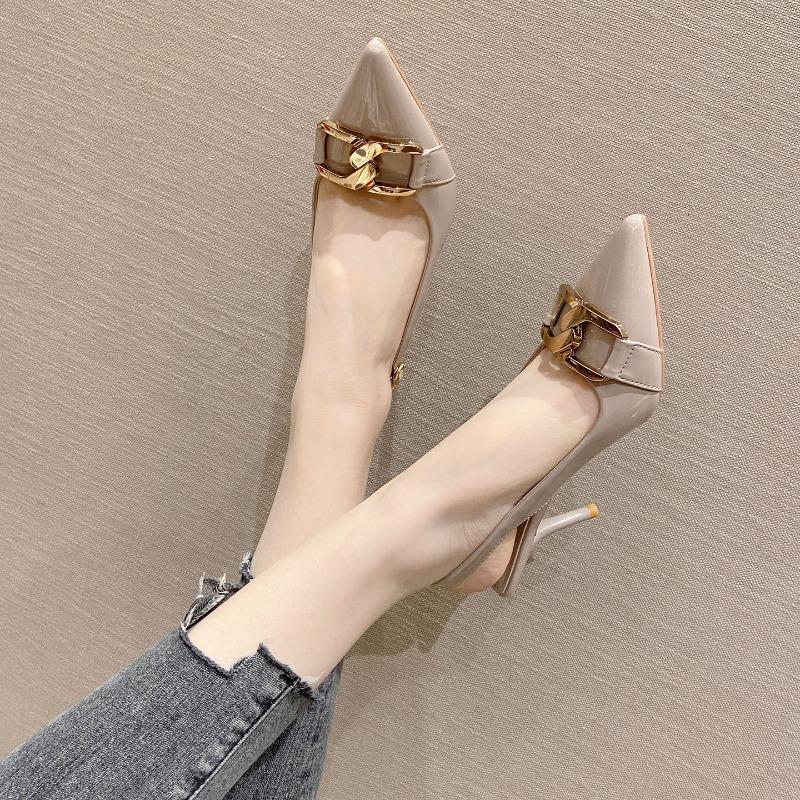 3-7 Baotou empty sandals women's stiletto high heels pointed single shoes women's pointed high heels