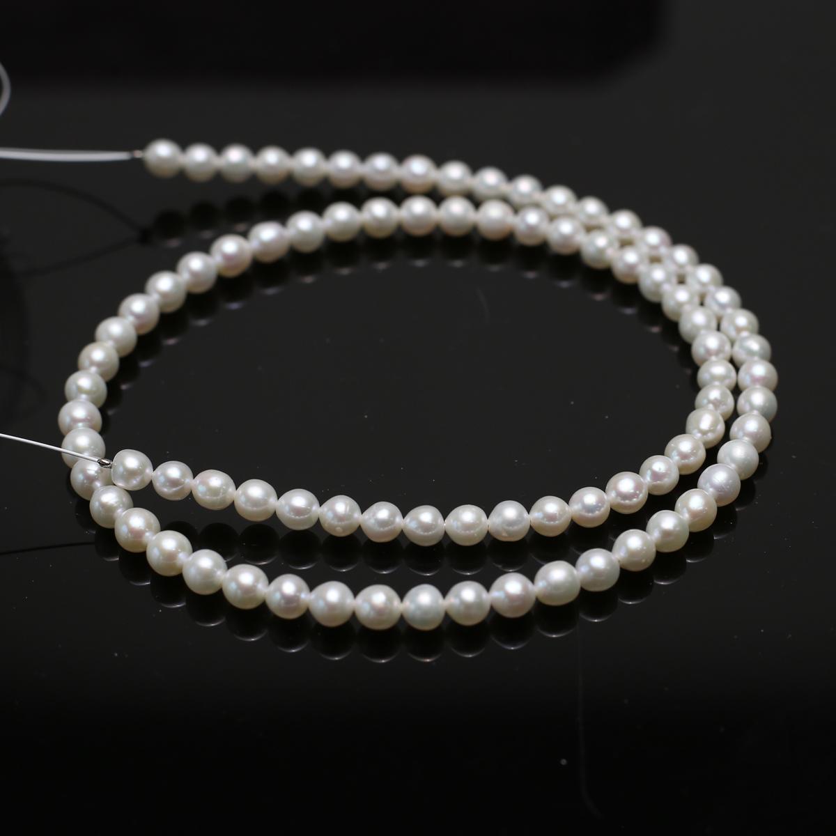 

1 нить, белые натуральные пресноводные жемчужные бусины для изготовления ювелирных изделий, поделок DIY (Бусины 4-5 мм, Длина 36 см) 1String/4-5mm-36cm белый