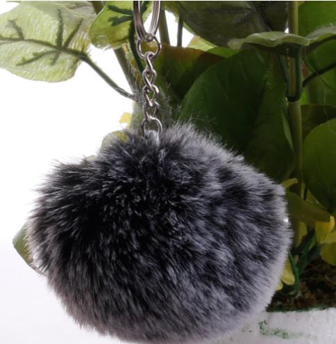 8CM Fluffy Rabbit Fur Ball Key Chain Cute Candy Colors Pompom Artificial Rabbit Fur Keychain Women Car Bag Key Ring