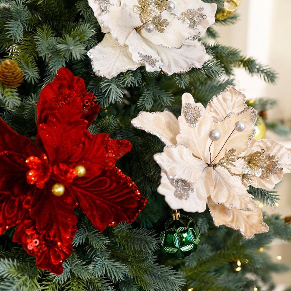 Handmade Artificial Christmas Flowers Multi-color Xmas Tree Ornaments  Party Supplies