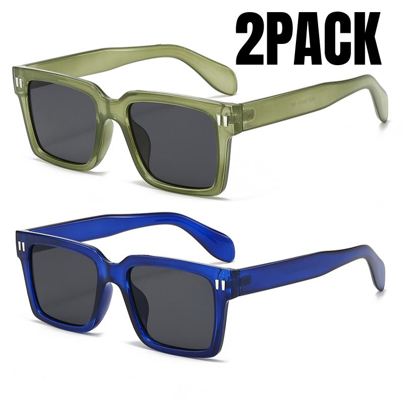 

2 ШТ. Классические солнцезащитные очки-авиаторы с заклепками, дизайнерские квадратные солнцезащитные очки класса люкс для женщин и мужчин, популярные винтажные панк-очки для вождения на открытом воздухе