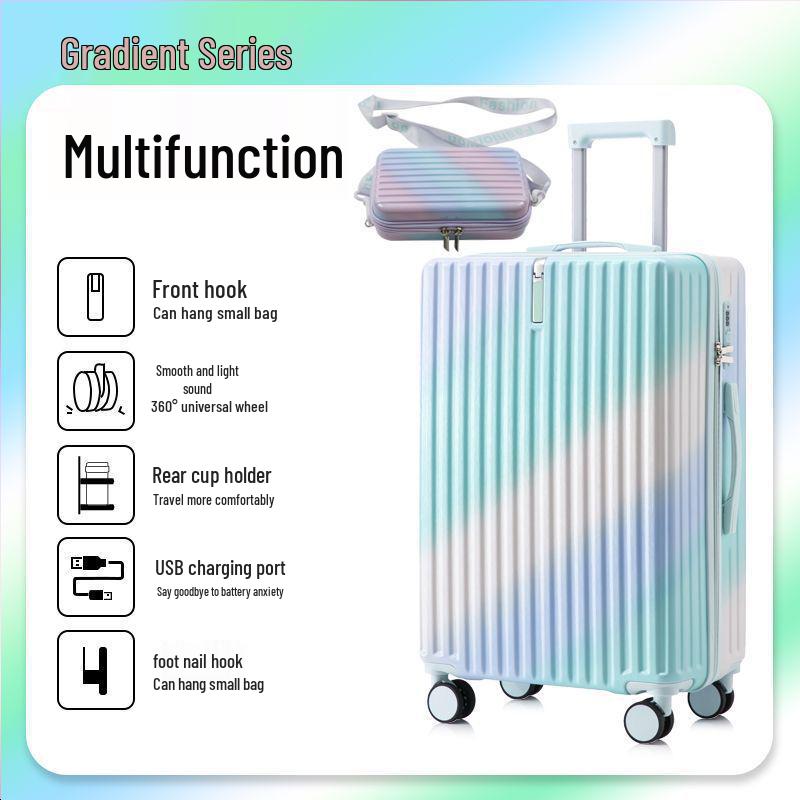 Women's 20" Carry-On Suitcase, Gradient Color, Japanese & Korean Style, 26" Trolley with Combination Lock for Travel