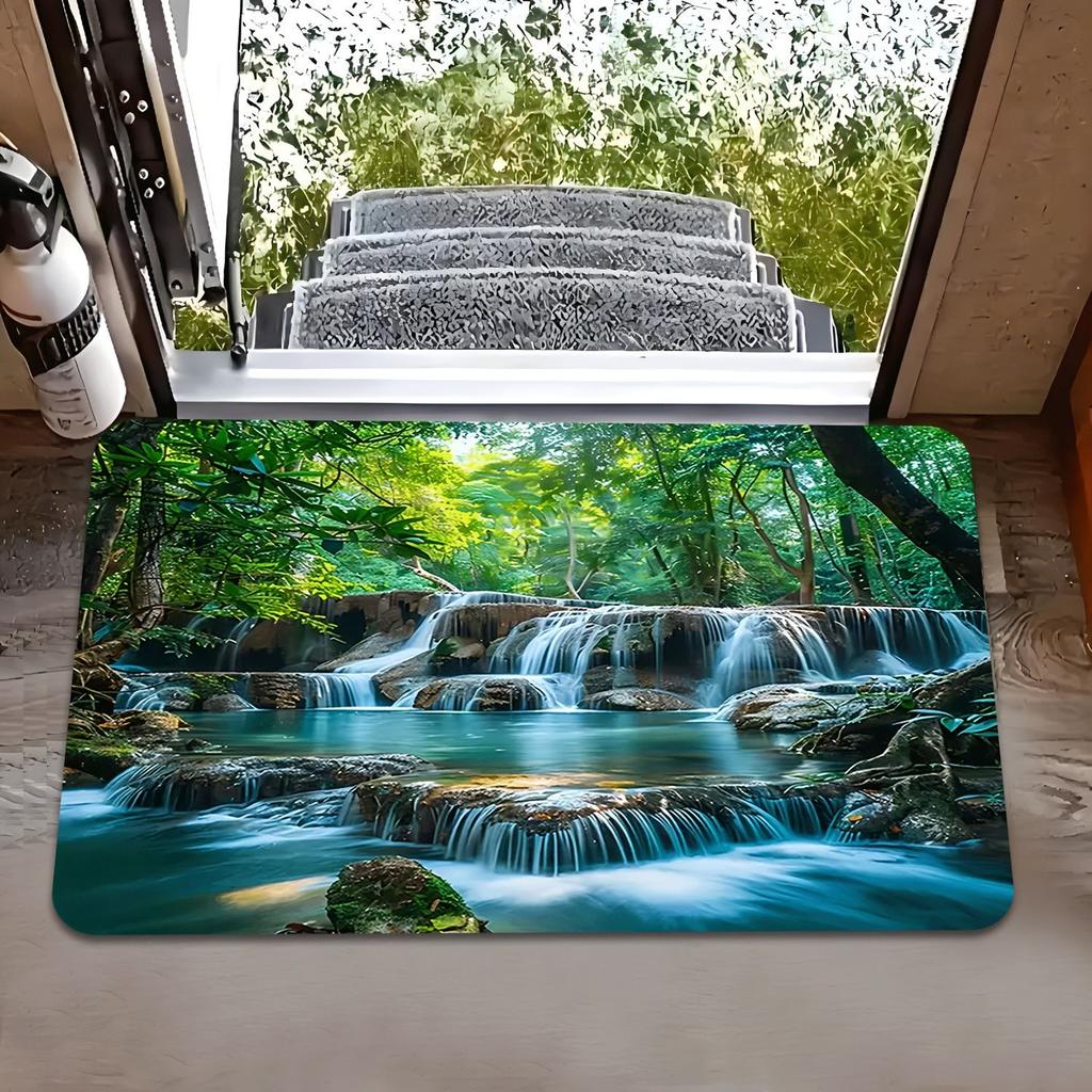 American 3D visual entryway wear-resistant door mat for home bathroom, anti slip and absorbent, easy to maintain floor mat