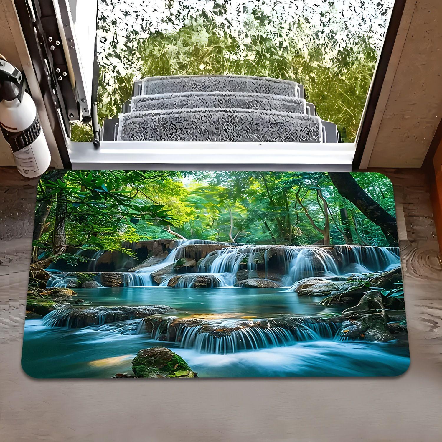 

Американский 3D визуальный износостойкий коврик для прихожей, для дома, ванной комнаты, противоскользящий и впитывающий, легко моющийся коврик для пола 0.4M-0.6M белый