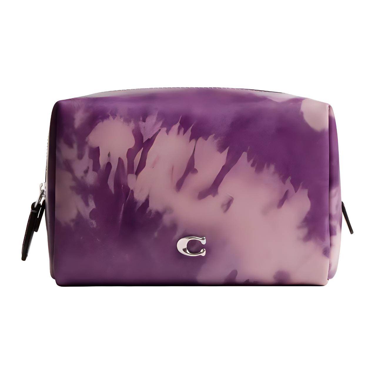 

New COACH Leather Makeup Bag Small Women s Purple CT915-LHPUR 17.0*7.6*11.4CM