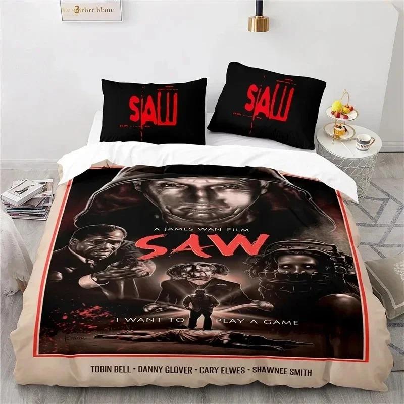 Horror Saw Movie Bedding Set Boys Girls Twin Queen Size Duvet Cover Pillowcase Bed Boys Adult Fashion Home Textileextile