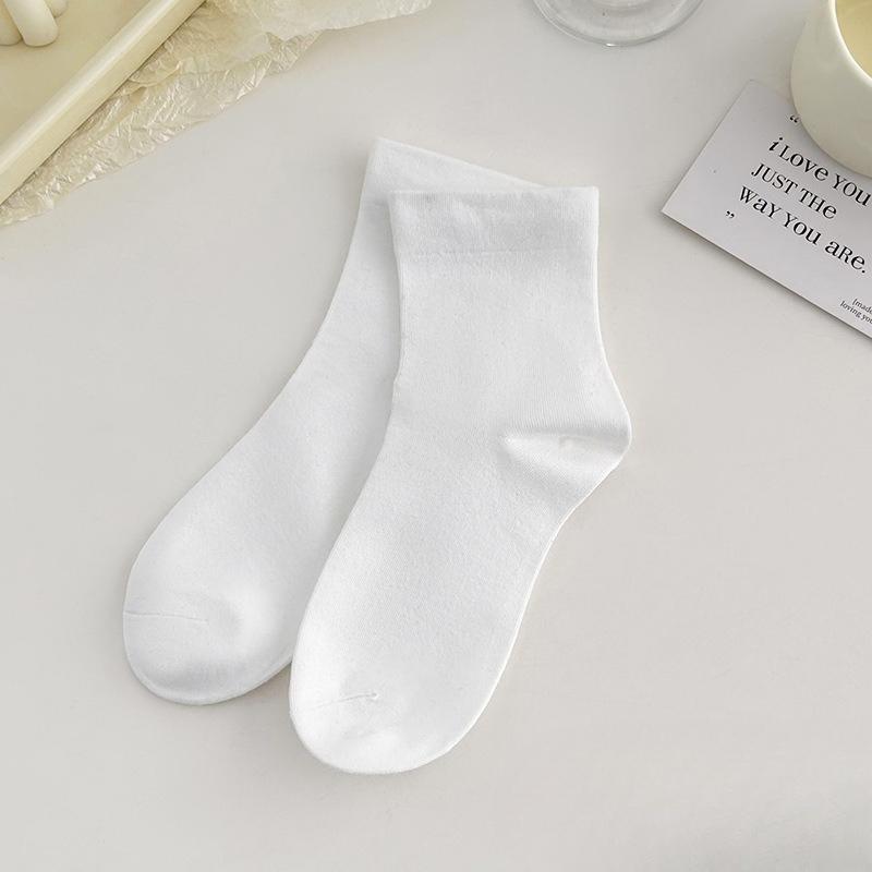 Women's Summer Solid Color Sweat Absorbing Deodorizing Boneless Moon Tube Cotton Socks